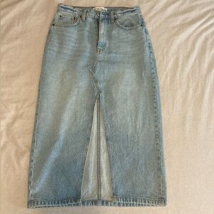 Abercrombie & Fitch Light Blue Denim Midi Skirt